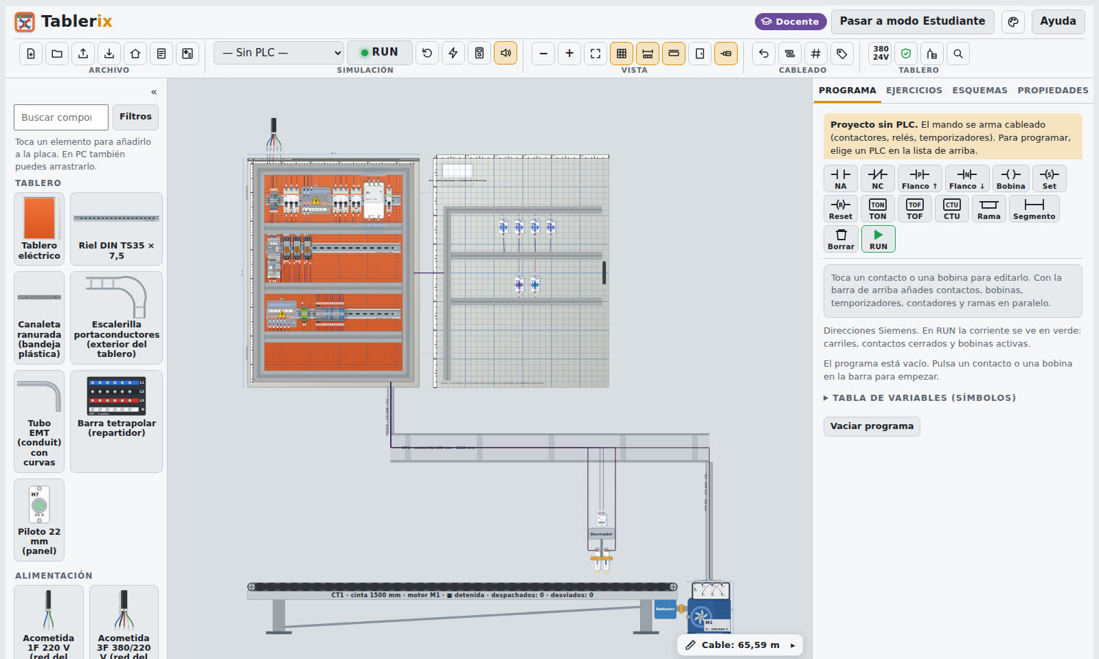 Tablero en Tablerix con canalización hacia equipos de terreno.